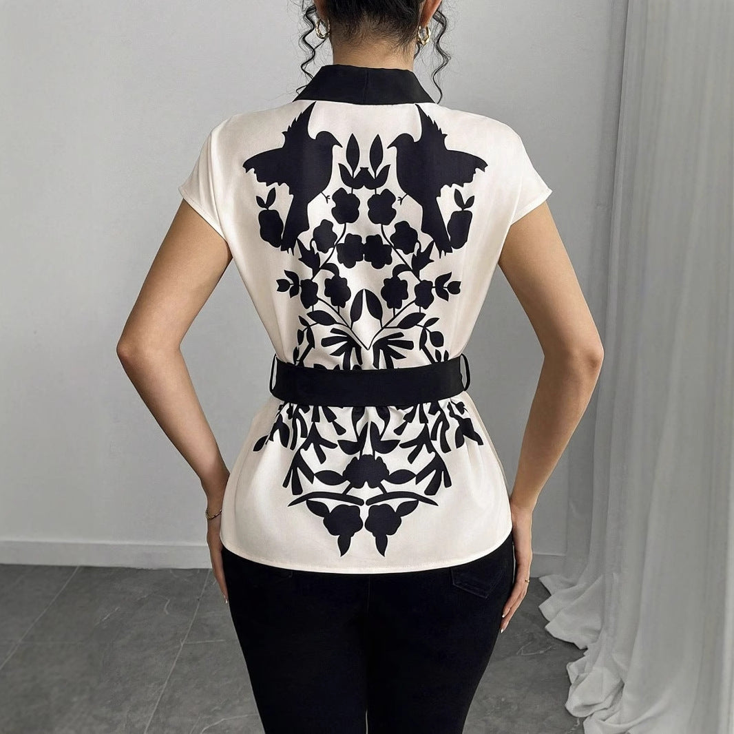 Elegant V-Neck Printed Top