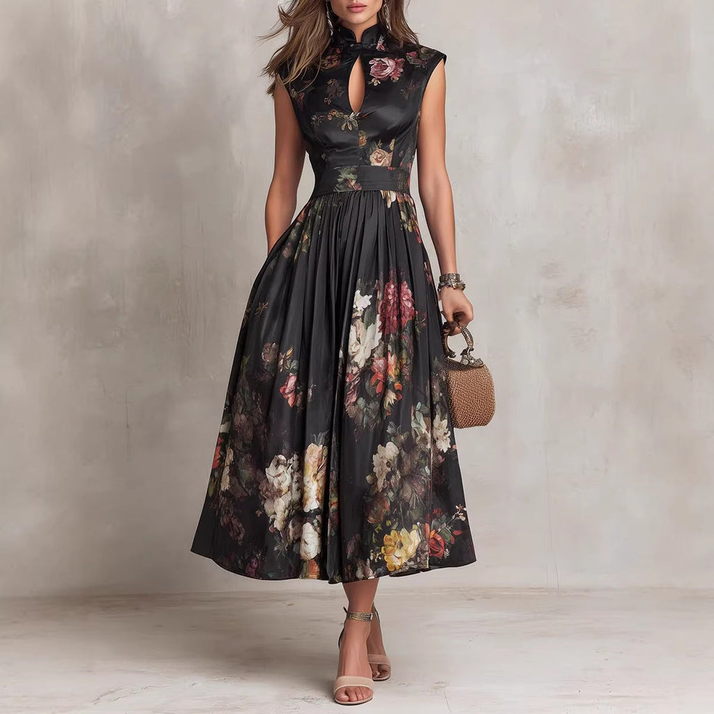 Sleeveless Printed Slim-fit Dress For Women Lustraward