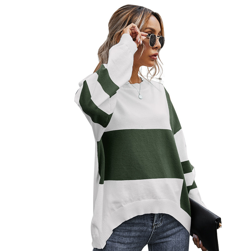 Fashion contrast stitching sweater