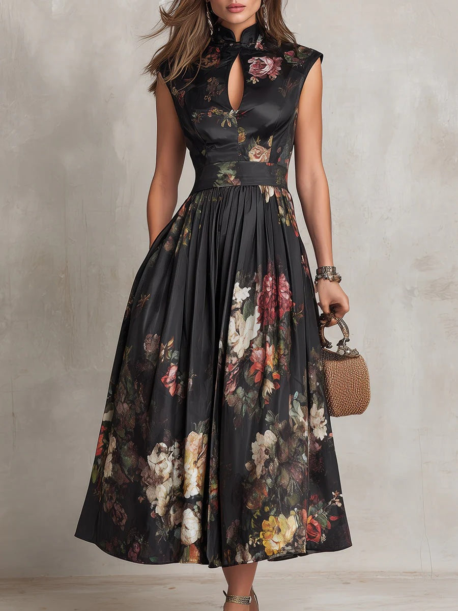 Sleeveless Printed Slim-fit Dress For Women Lustraward