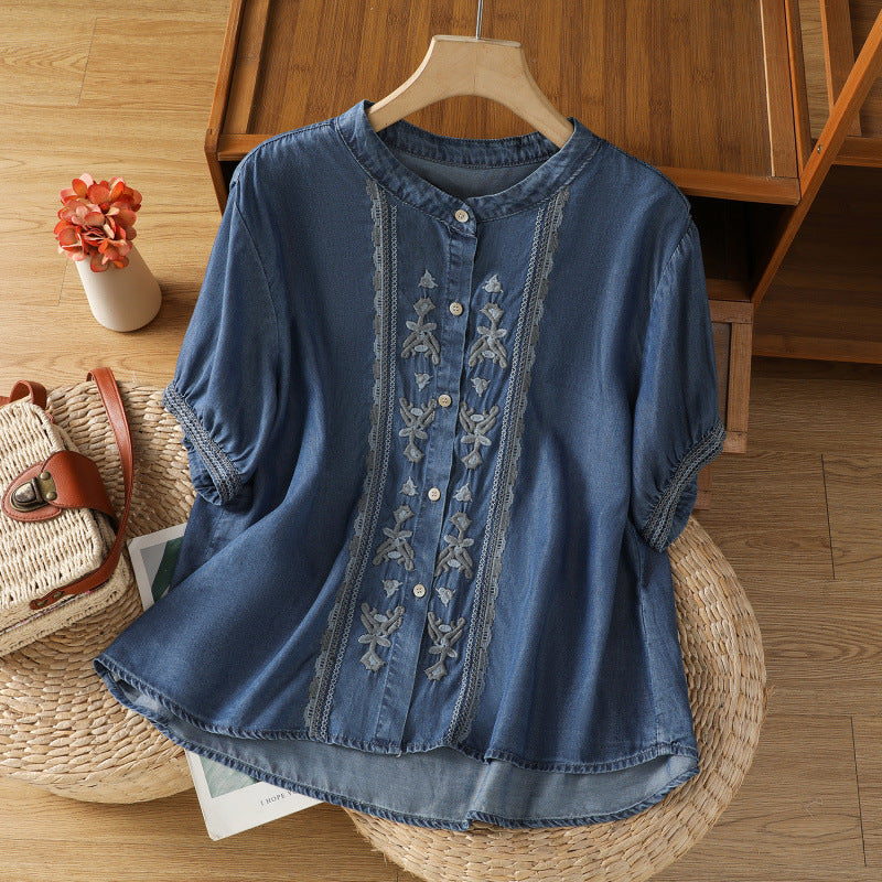 Vintage Draped Short-Sleeve Shirt