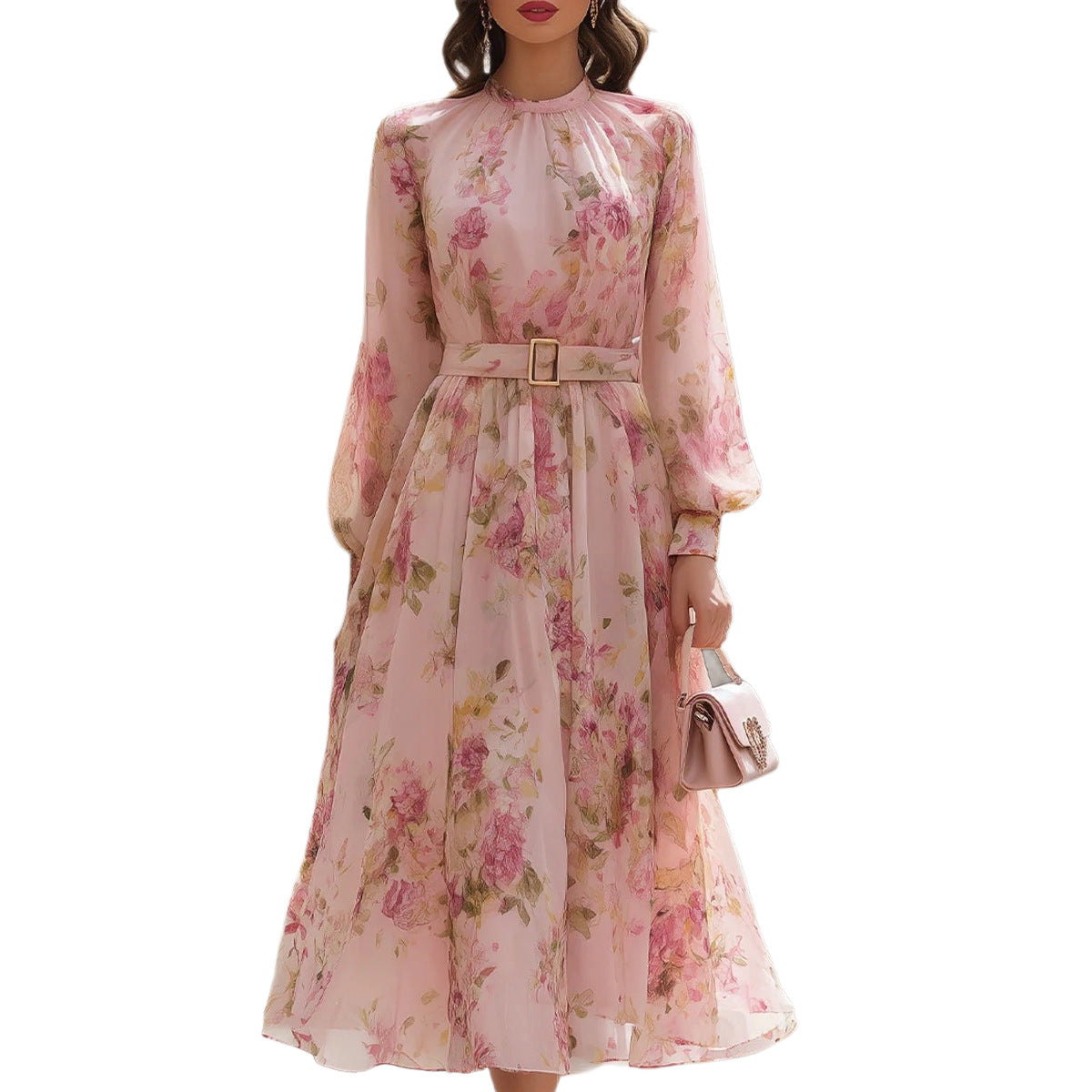 Waist-cinching Lace-up Elegant Chic Maxi Dress Lustraward