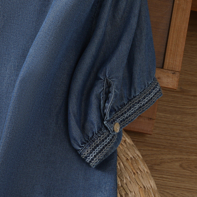 Vintage Draped Short-Sleeve Shirt