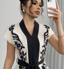 Elegant V-Neck Printed Top