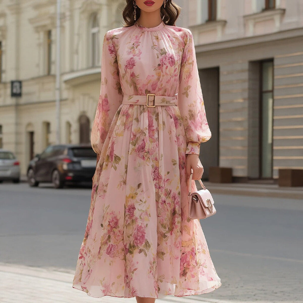 Waist-cinching Lace-up Elegant Chic Maxi Dress Lustraward