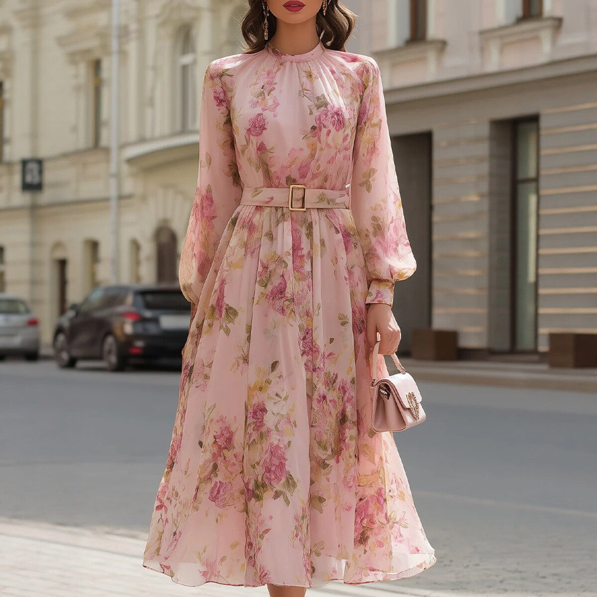 Waist-cinching Lace-up Elegant Chic Maxi Dress Lustraward