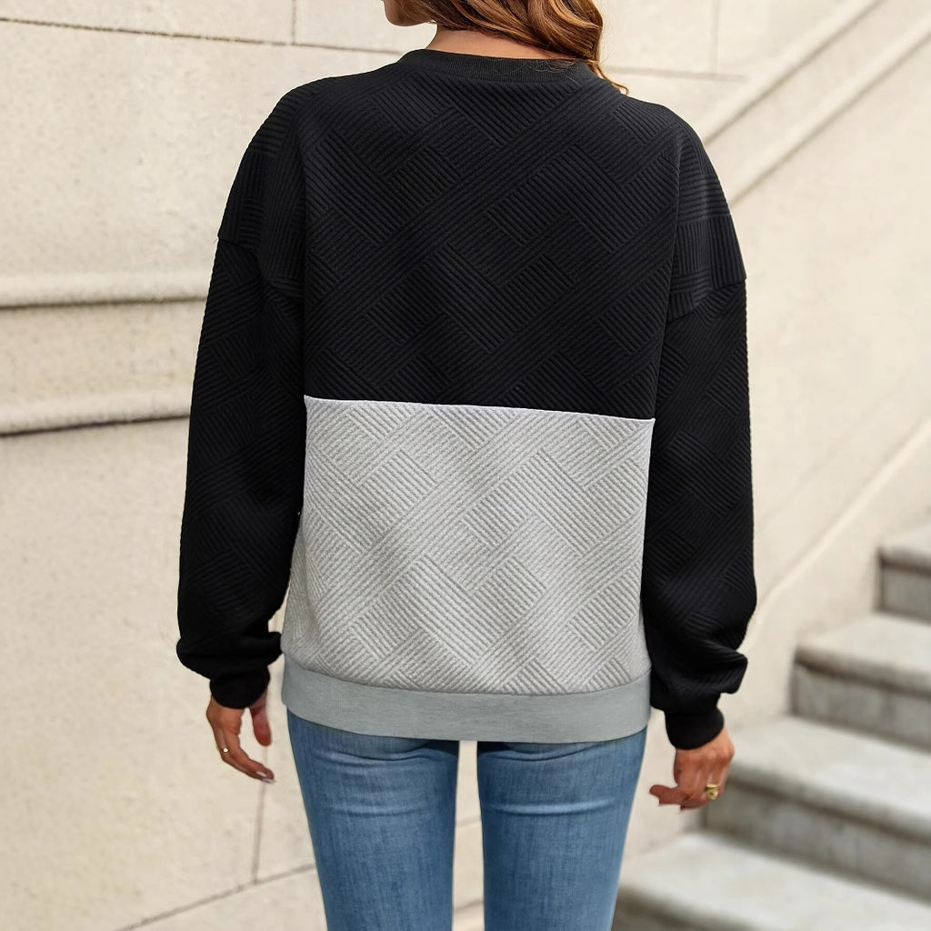 Women's Color Cross V-neck Women's Loose Casual Pullover Top