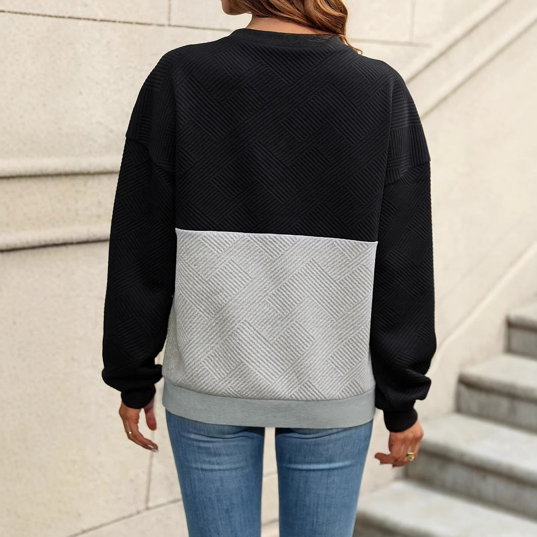 Women's Color Cross V-neck Women's Loose Casual Pullover Top