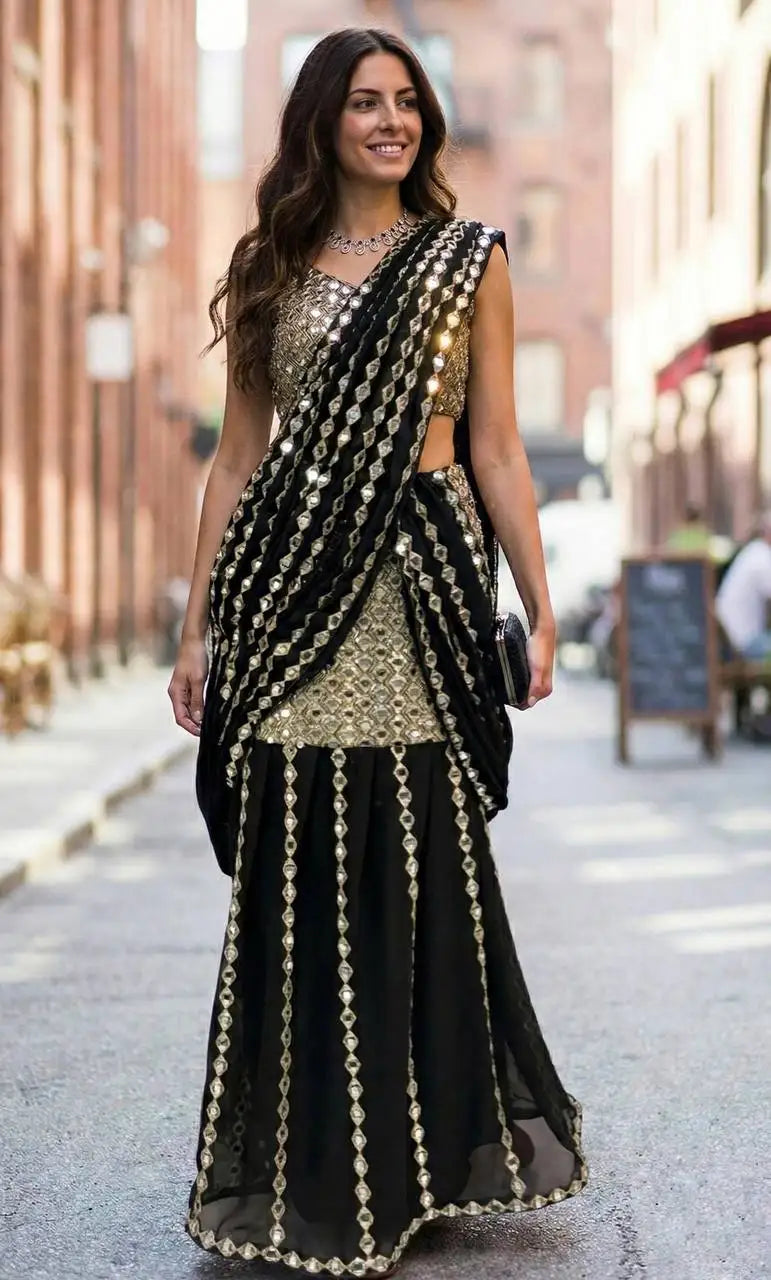 Black Georgette Saree Lustraward