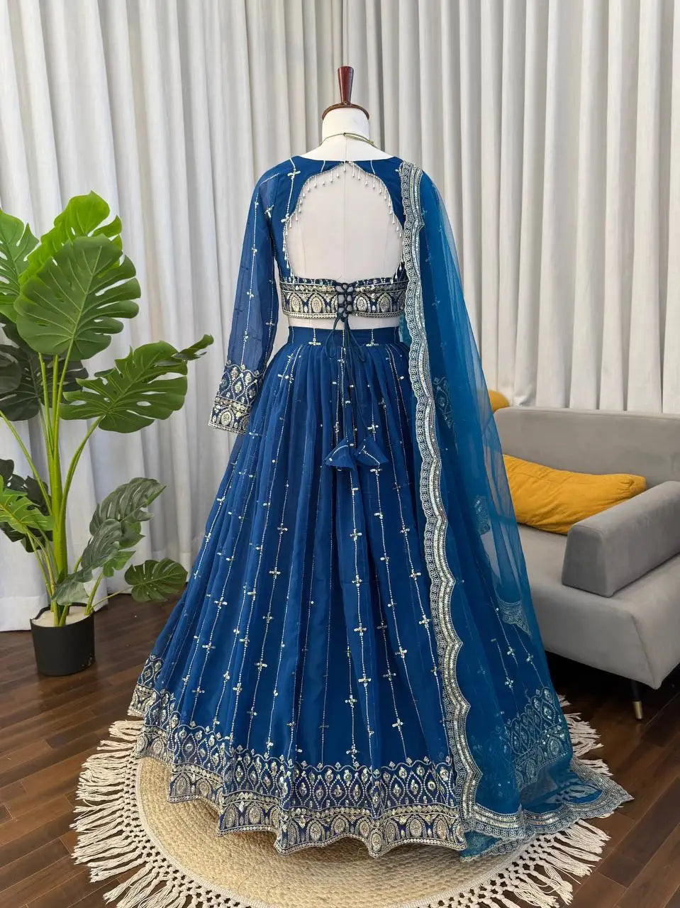 Royal Blue Lehenga Choli Set Lustraward