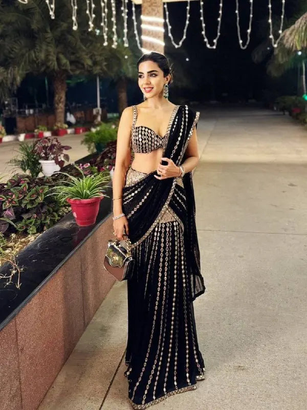 Black Georgette Saree Lustraward