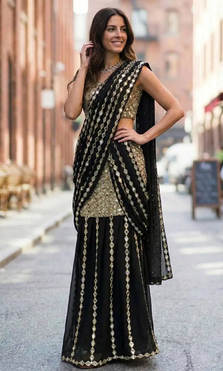 Black Georgette Saree Lustraward
