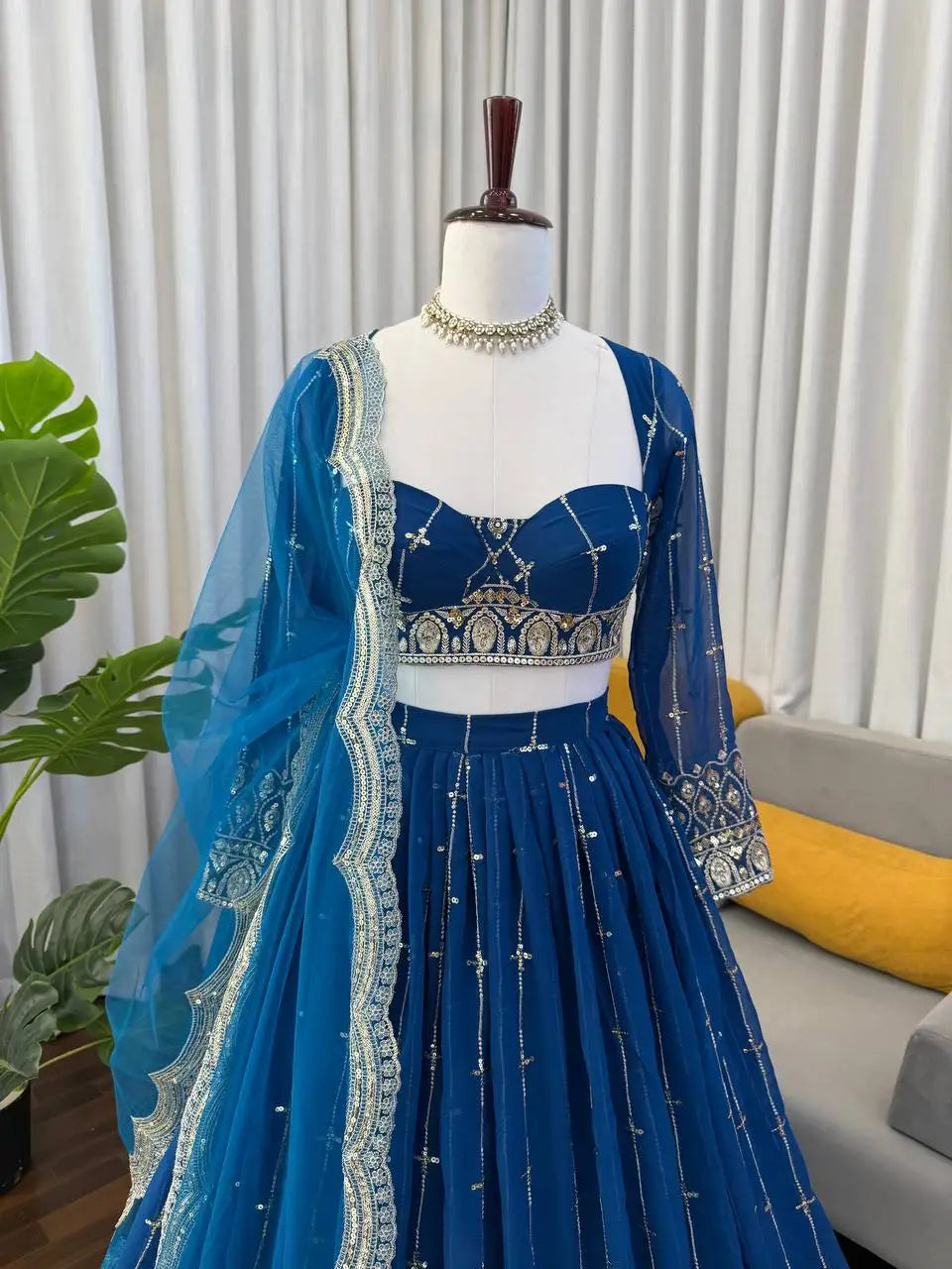 Royal Blue Lehenga Choli Set Lustraward
