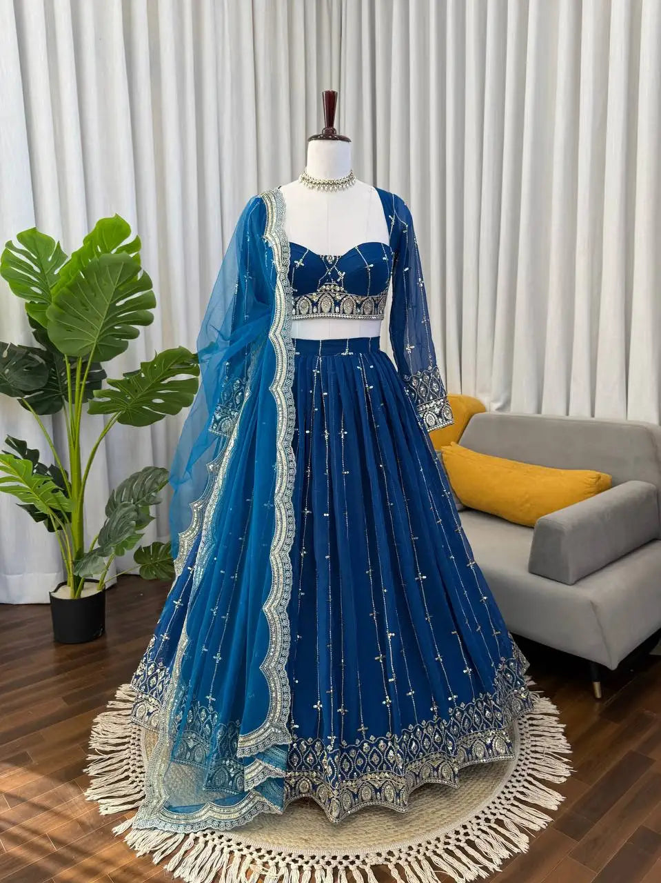 Royal Blue Lehenga Choli Set Lustraward