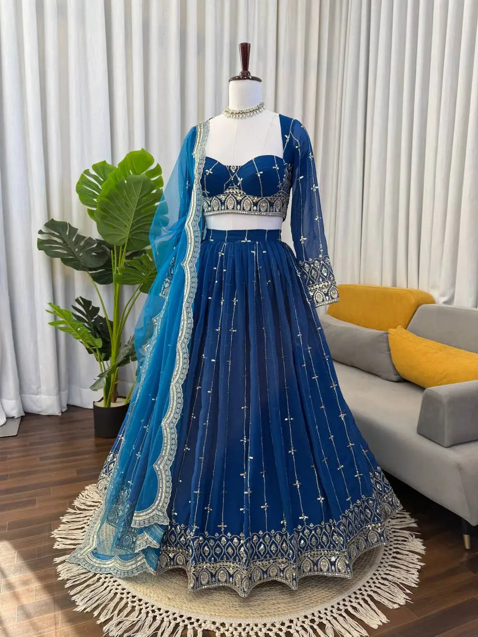 Royal Blue Lehenga Choli Set Lustraward