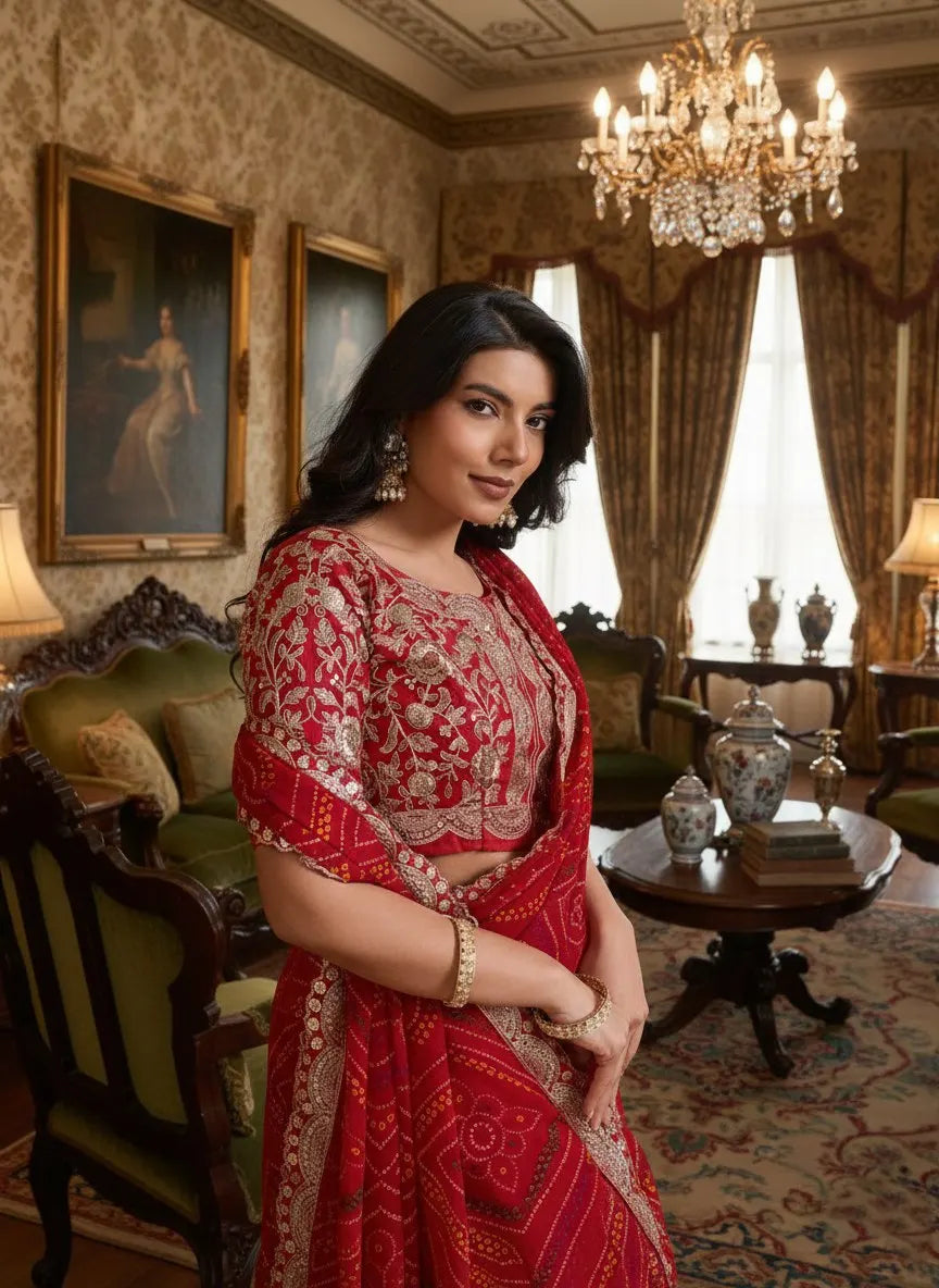 Designer Georgette Embroidered Saree Lustraward