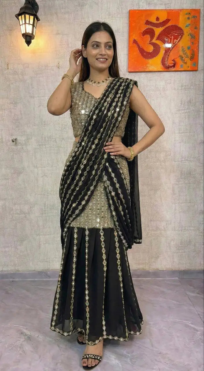 Black Georgette Saree Lustraward