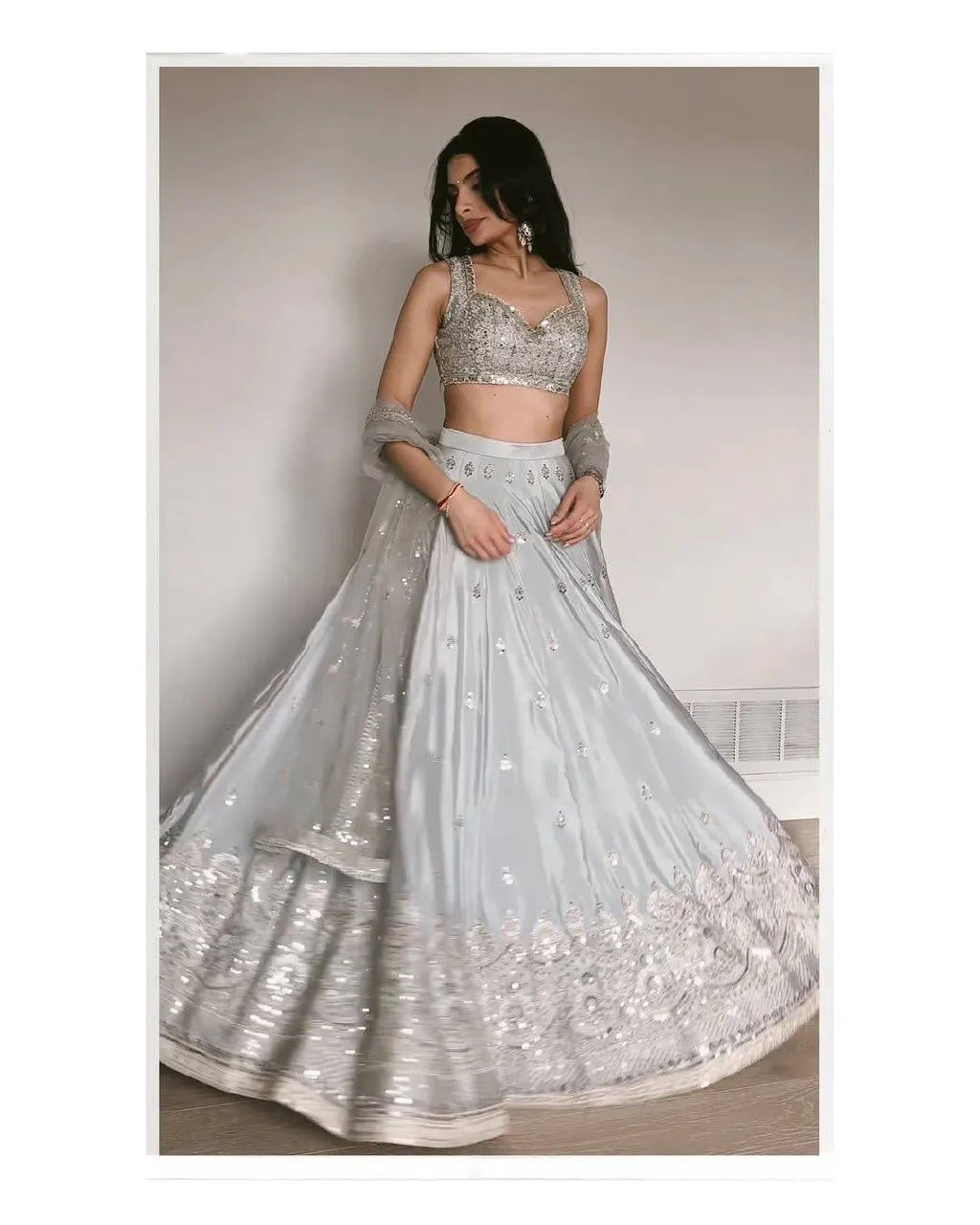 Silver Grey Lehenga Choli Set Lustraward