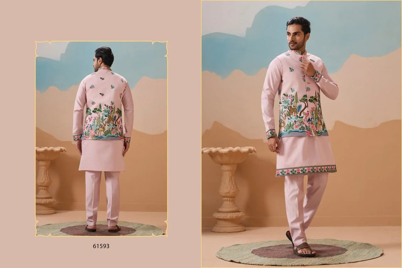 Indian Wedding and Festival Wear Men’s Koti Kurta with Bottom Lustraward