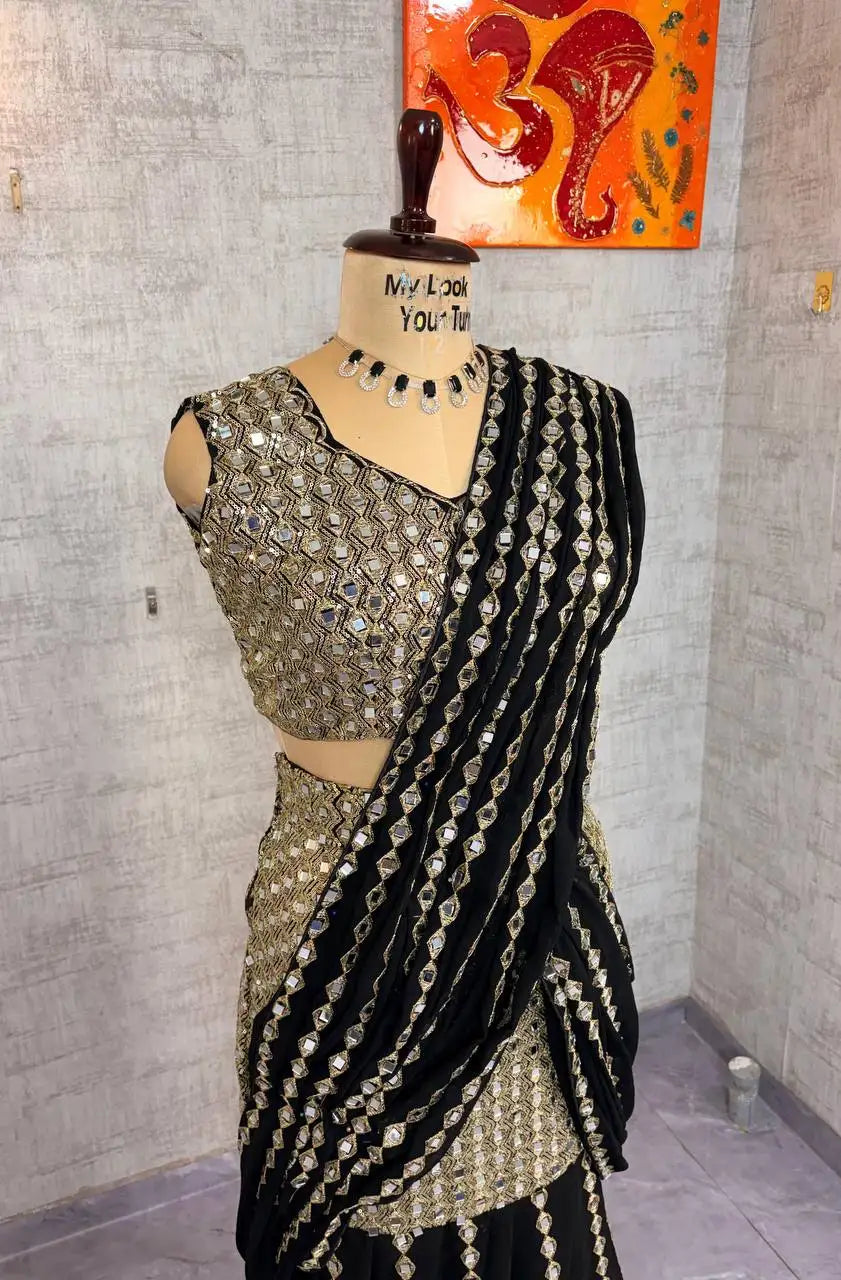 Black Georgette Saree Lustraward