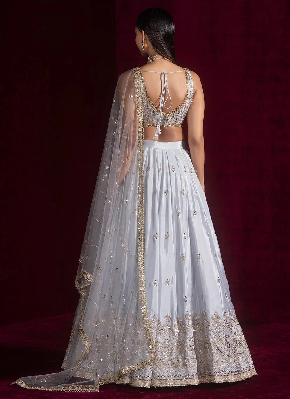 Silver Grey Lehenga Choli Set Lustraward