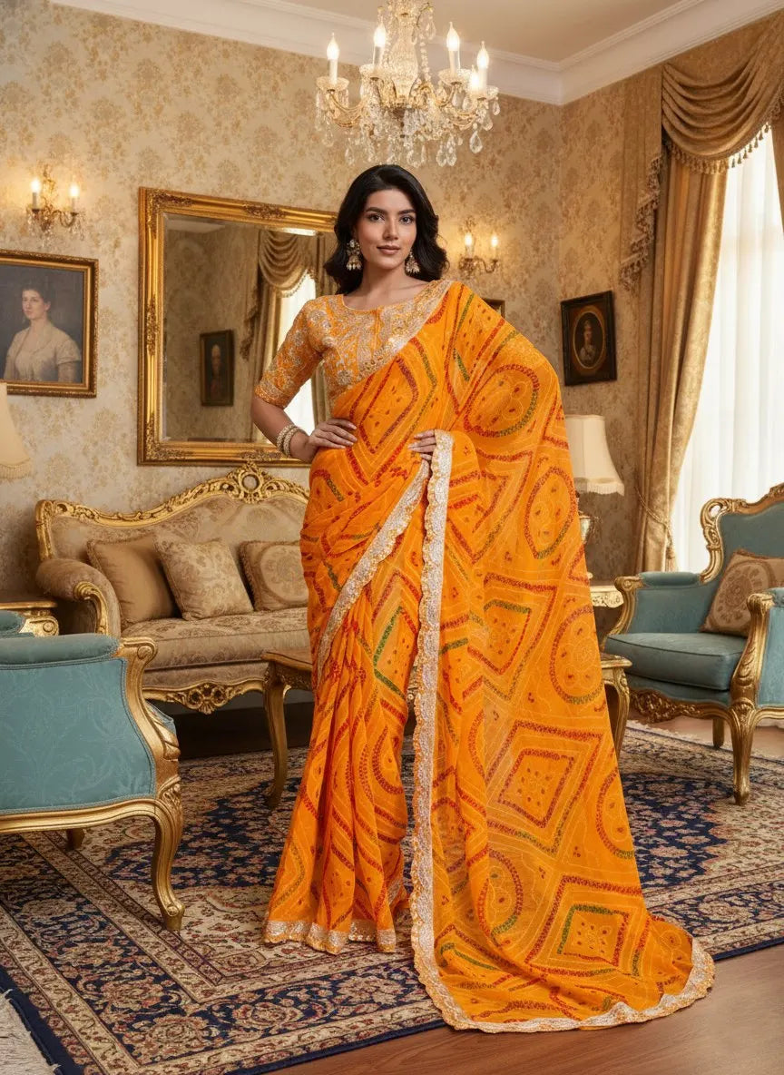 Designer Georgette Embroidered Saree Lustraward