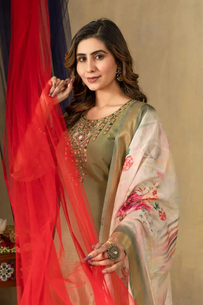 Premium Women’s Elegant Kurti Pant Dupatta Set Lustraward