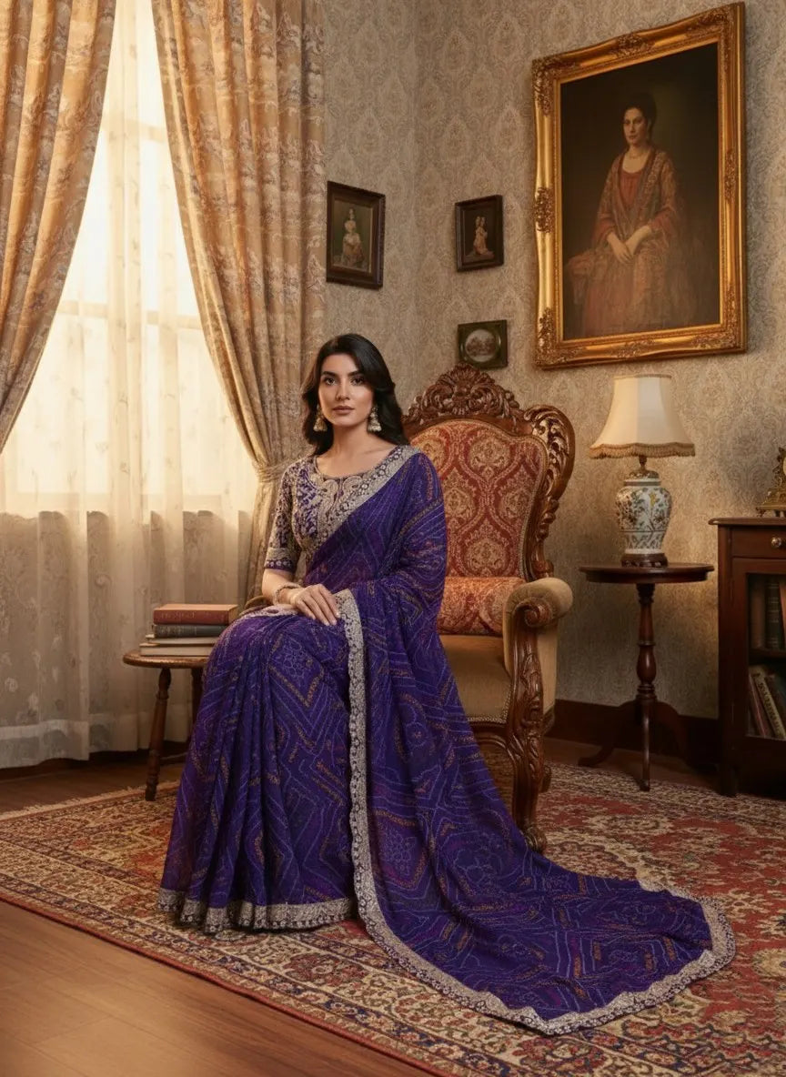 Designer Georgette Embroidered Saree Lustraward