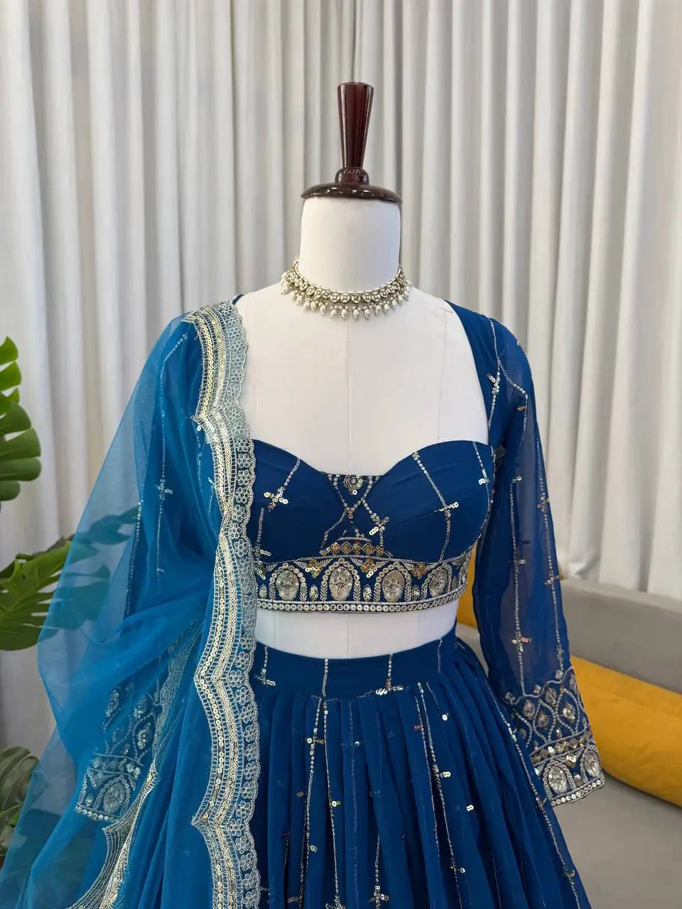 Royal Blue Lehenga Choli Set Lustraward