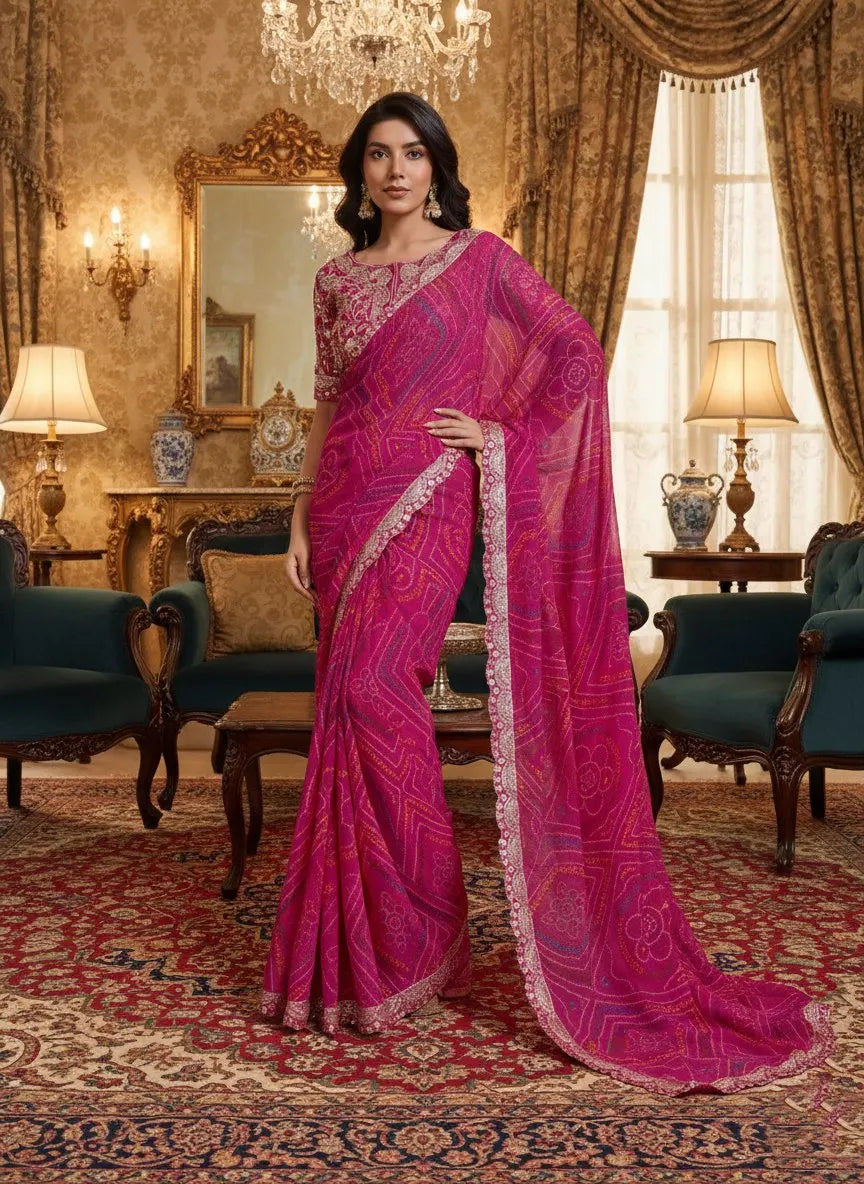 Designer Georgette Embroidered Saree Lustraward
