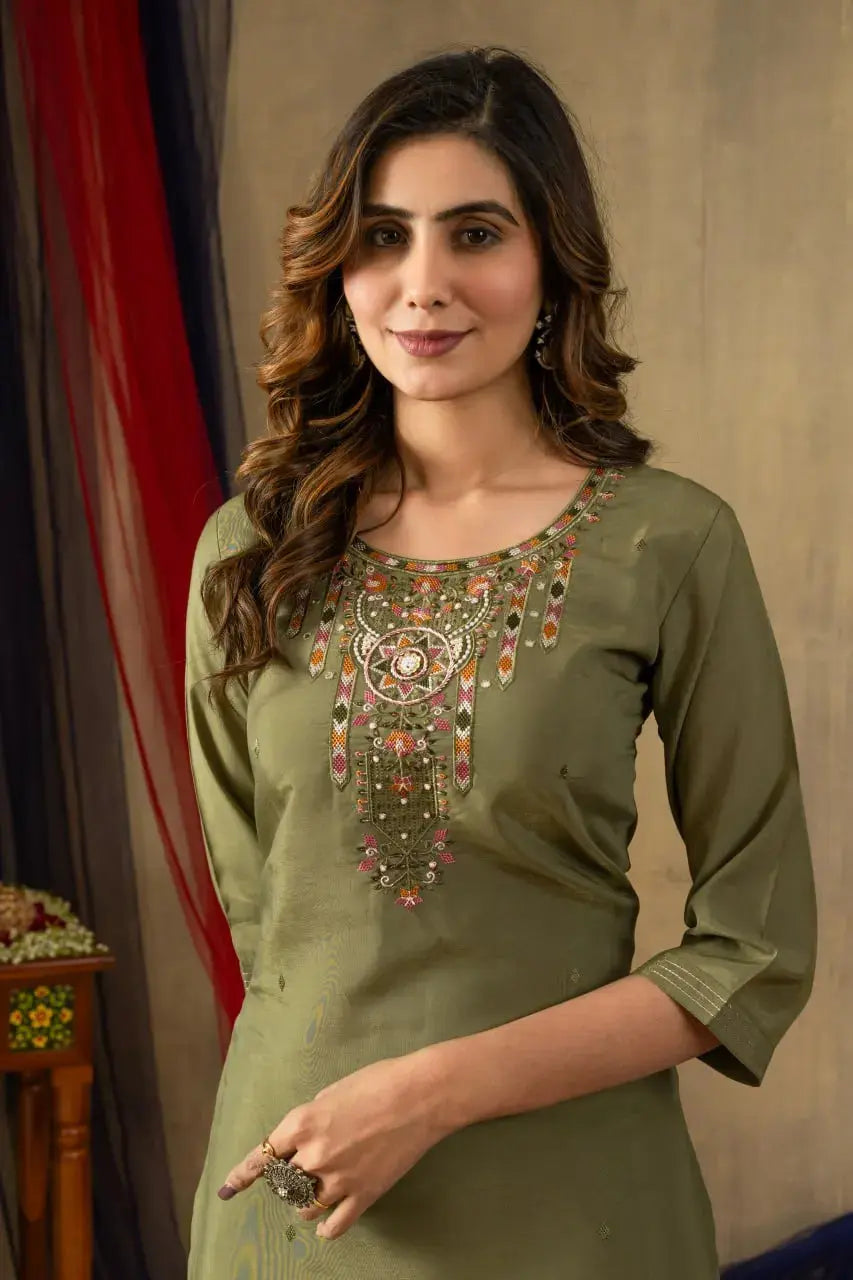 Premium Women’s Elegant Kurti Pant Dupatta Set Lustraward