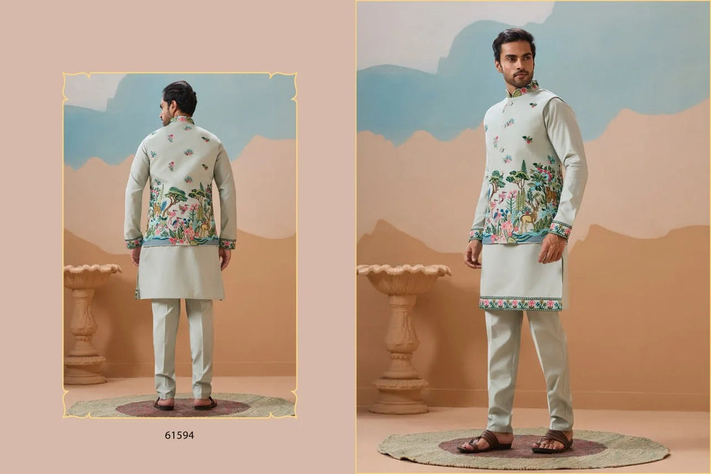 Indian Wedding and Festival Wear Men’s Koti Kurta with Bottom Lustraward