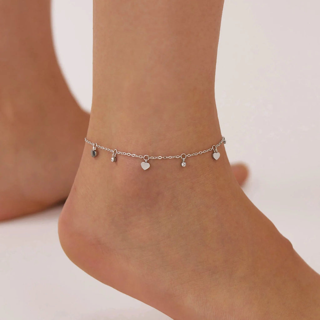 Gold Heart Zirconia Anklet Lustraward