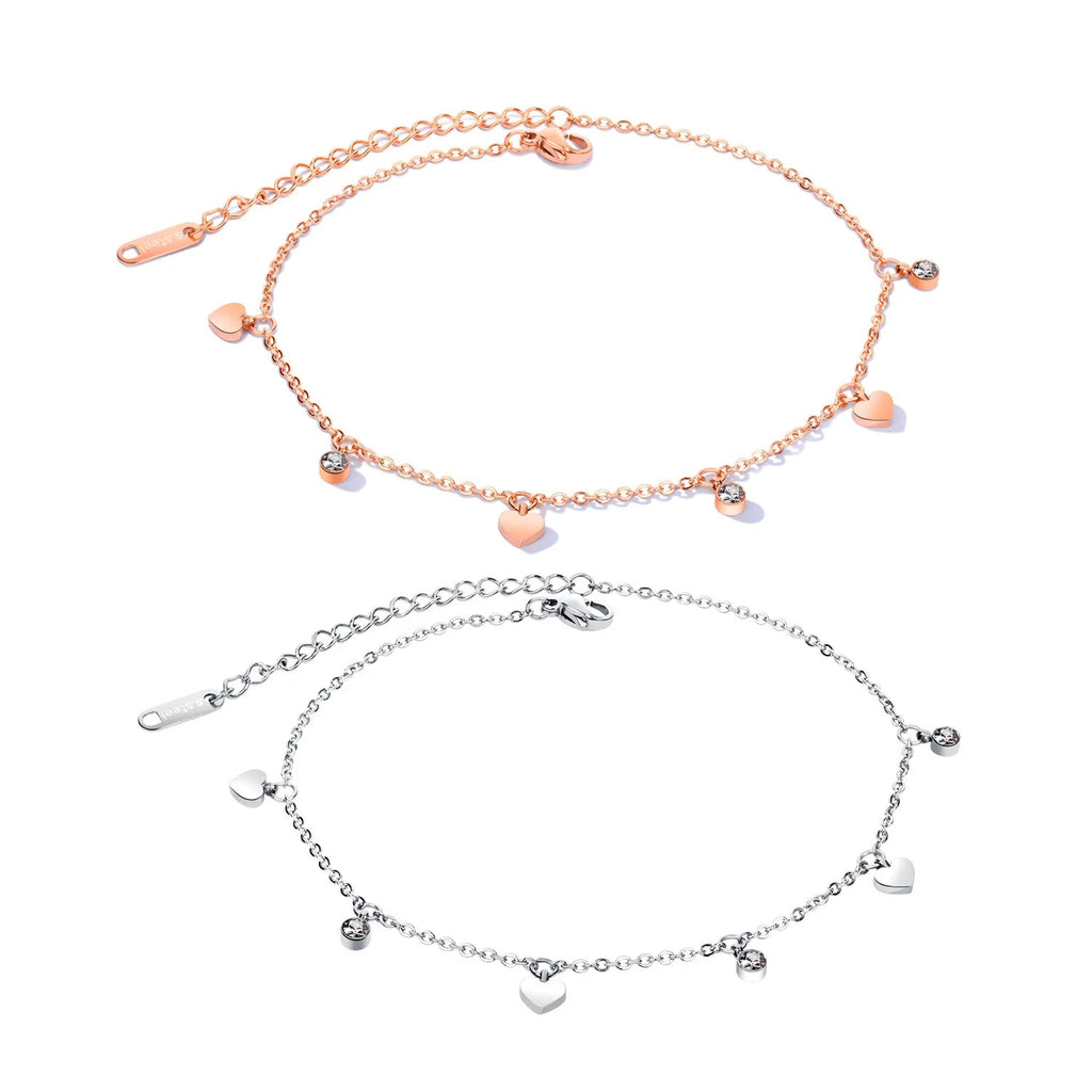 Gold Heart Zirconia Anklet Lustraward