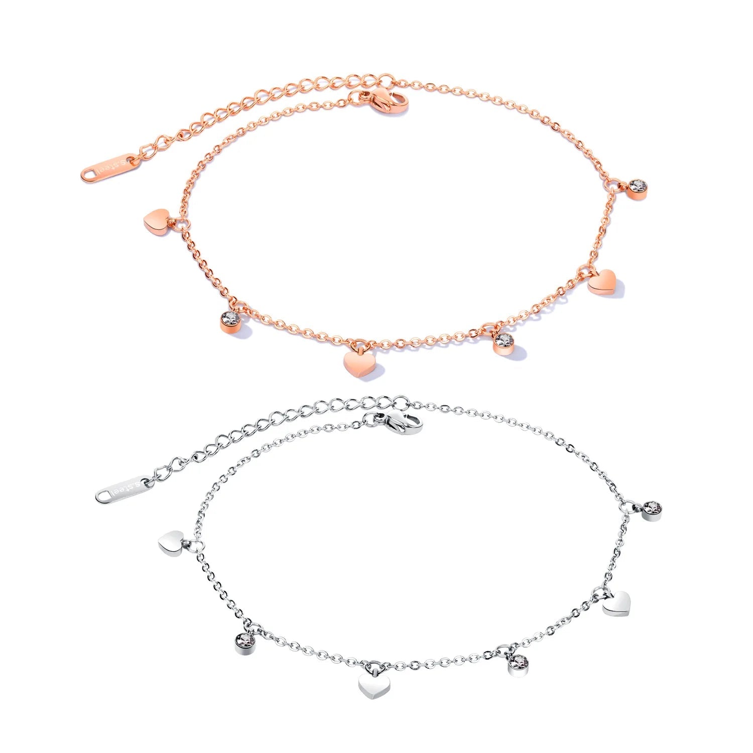 Gold Heart Zirconia Anklet Lustraward