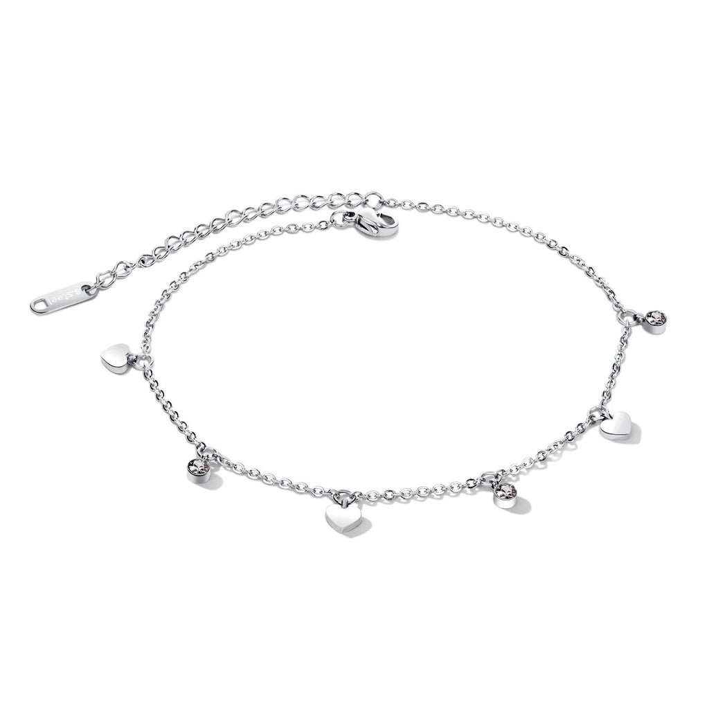 Gold Heart Zirconia Anklet Lustraward