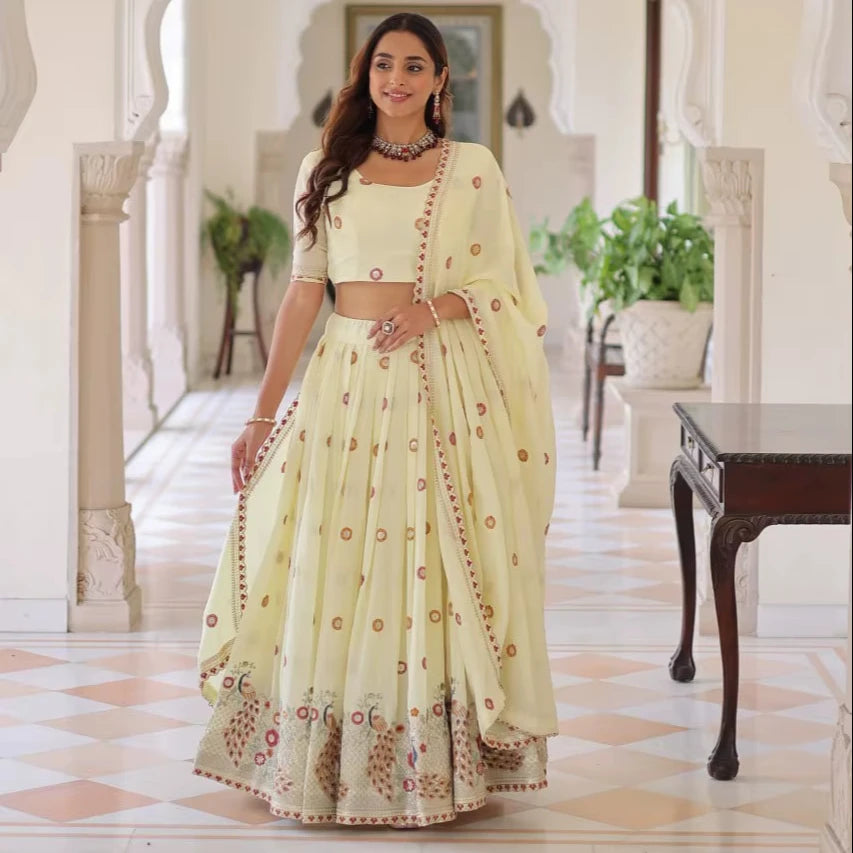 Vichitra Silk Sequin Lehenga Set Lustraward