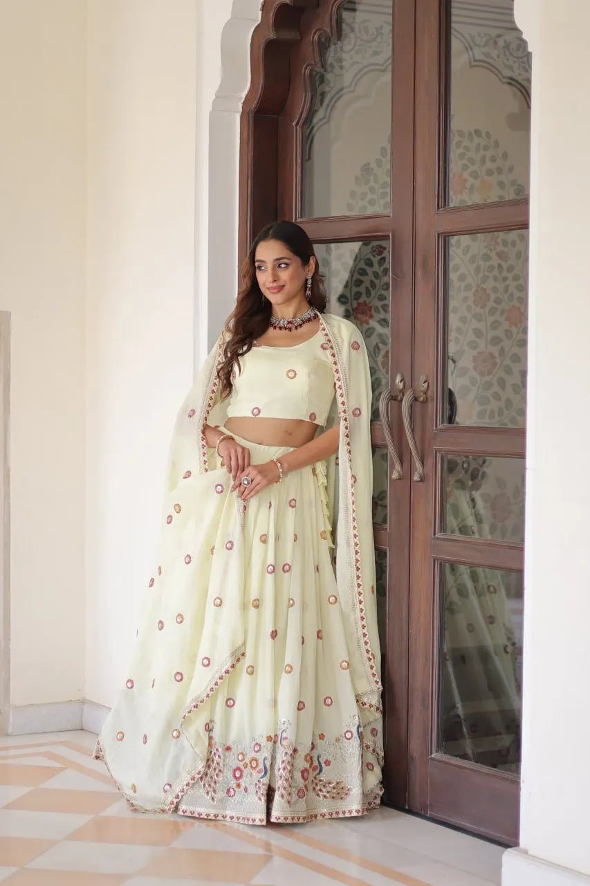Vichitra Silk Sequin Lehenga Set Lustraward