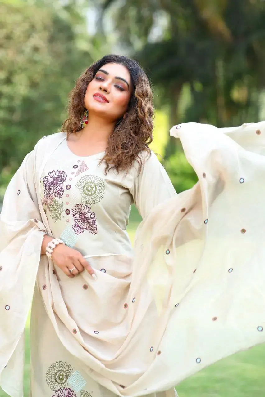 Women’s Pure Cotton Kurta Pant Dupatta Set Lustraward