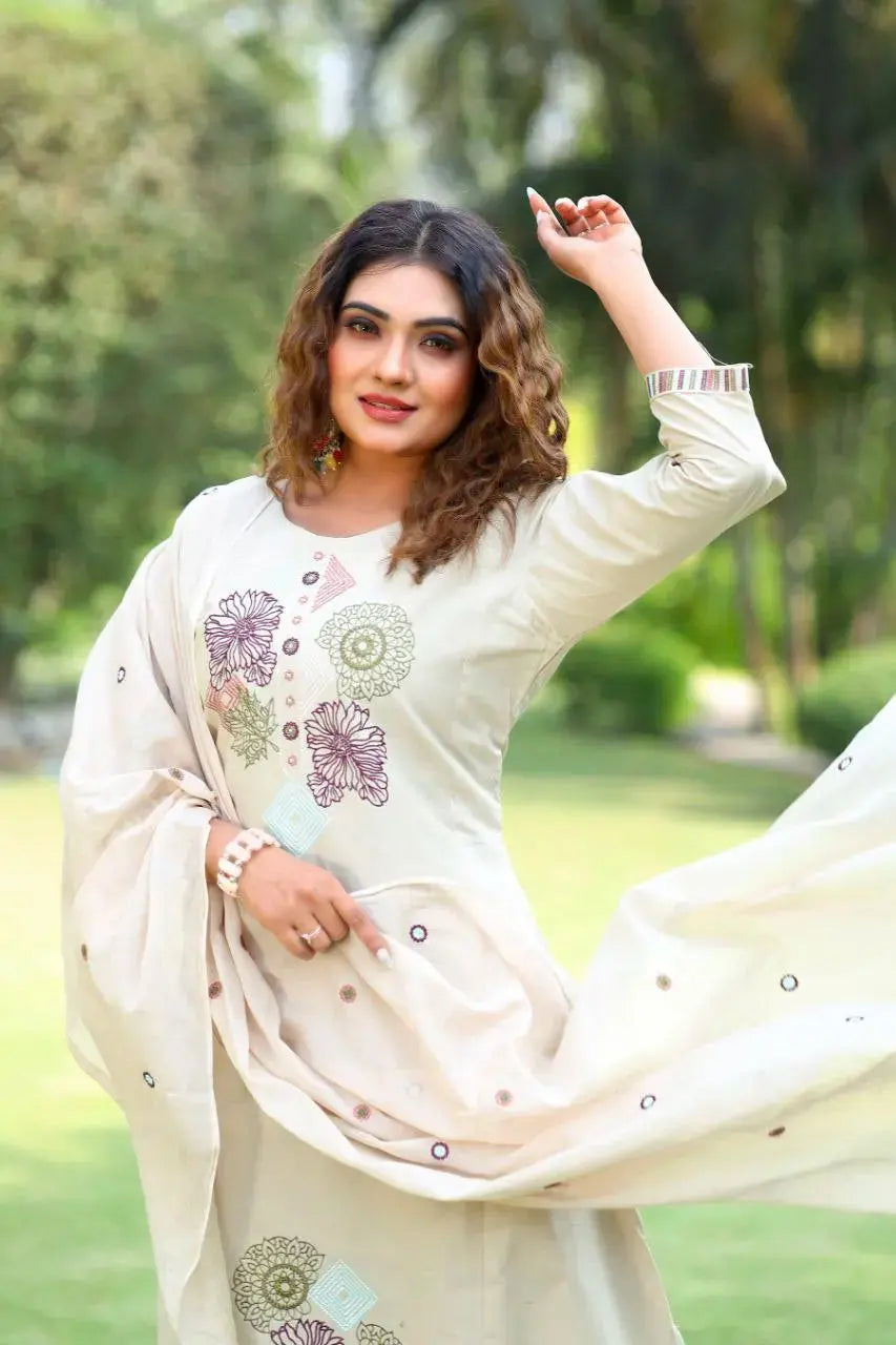 Women’s Pure Cotton Kurta Pant Dupatta Set Lustraward