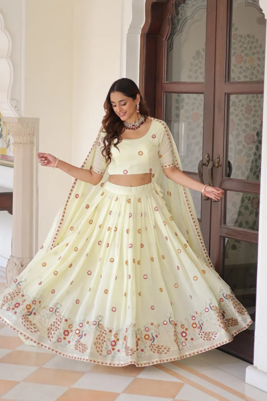 Vichitra Silk Sequin Lehenga Set Lustraward