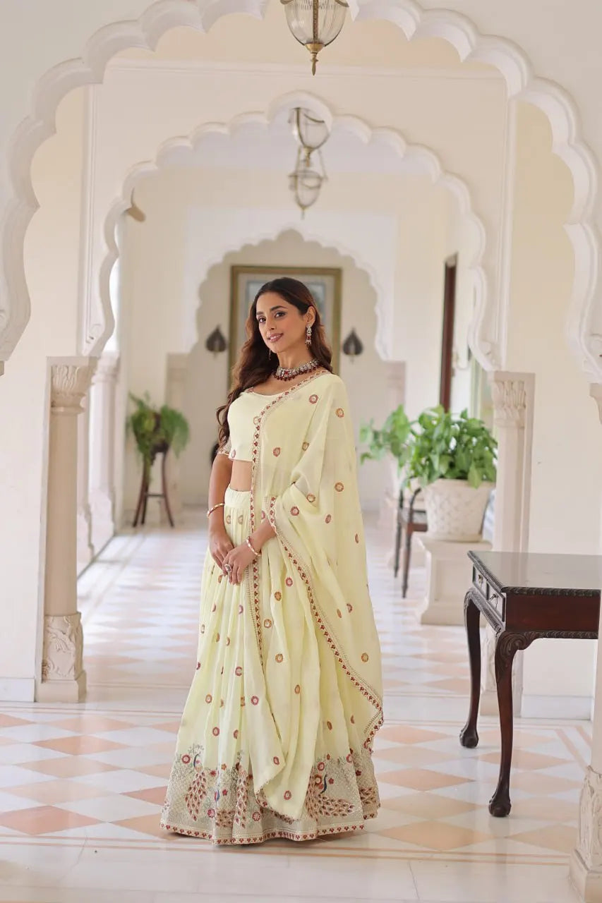 Vichitra Silk Sequin Lehenga Set Lustraward