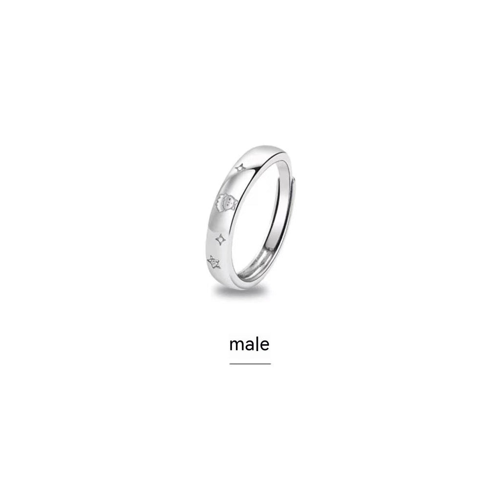 Little Prince And Rose Couple Ring Men And Women Inn Special-interest Design Fashion Couple Rings Lustraward