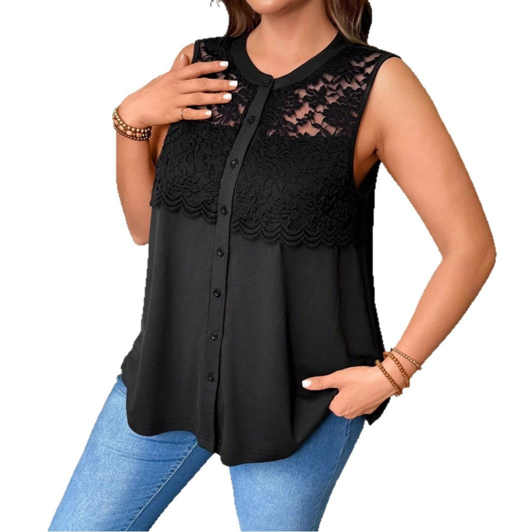 Plus-Size Lace Patchwork Cardigan