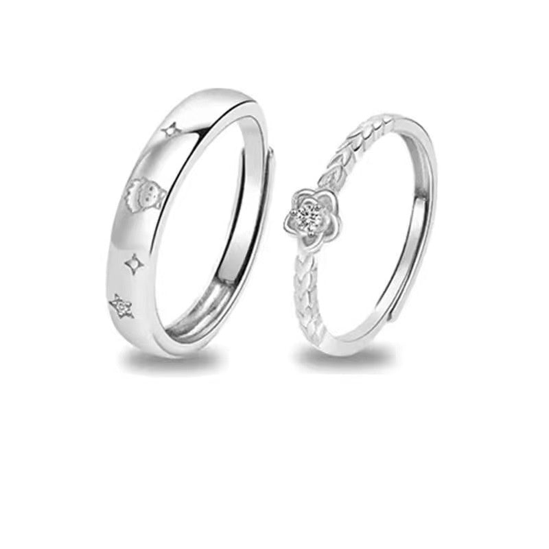 Little Prince And Rose Couple Ring Men And Women Inn Special-interest Design Fashion Couple Rings Lustraward