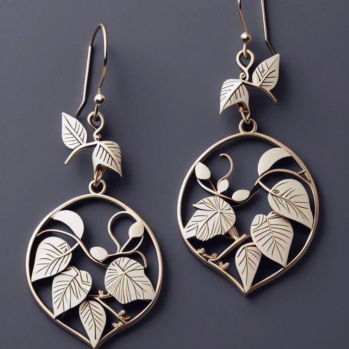 Retro-style Fashionable Creative Leaf Womens Earrings Lustraward