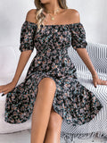 Floral Print Square Collar Dress Summer Fashion Ruffles Dresses Women's Clothing Lustraward