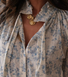 Spring V-Neck Lace-Up Blouse