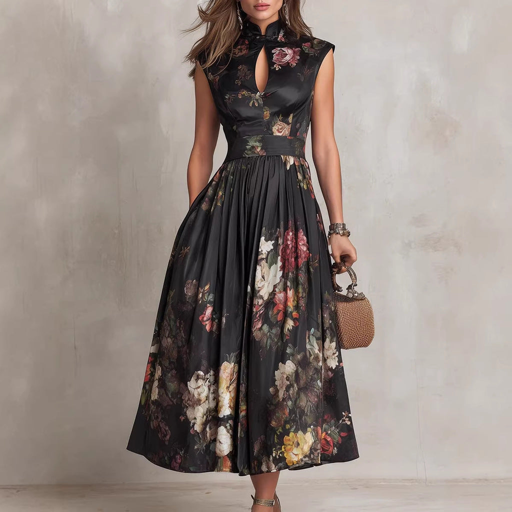 Sleeveless Printed Slim-fit Dress For Women Lustraward