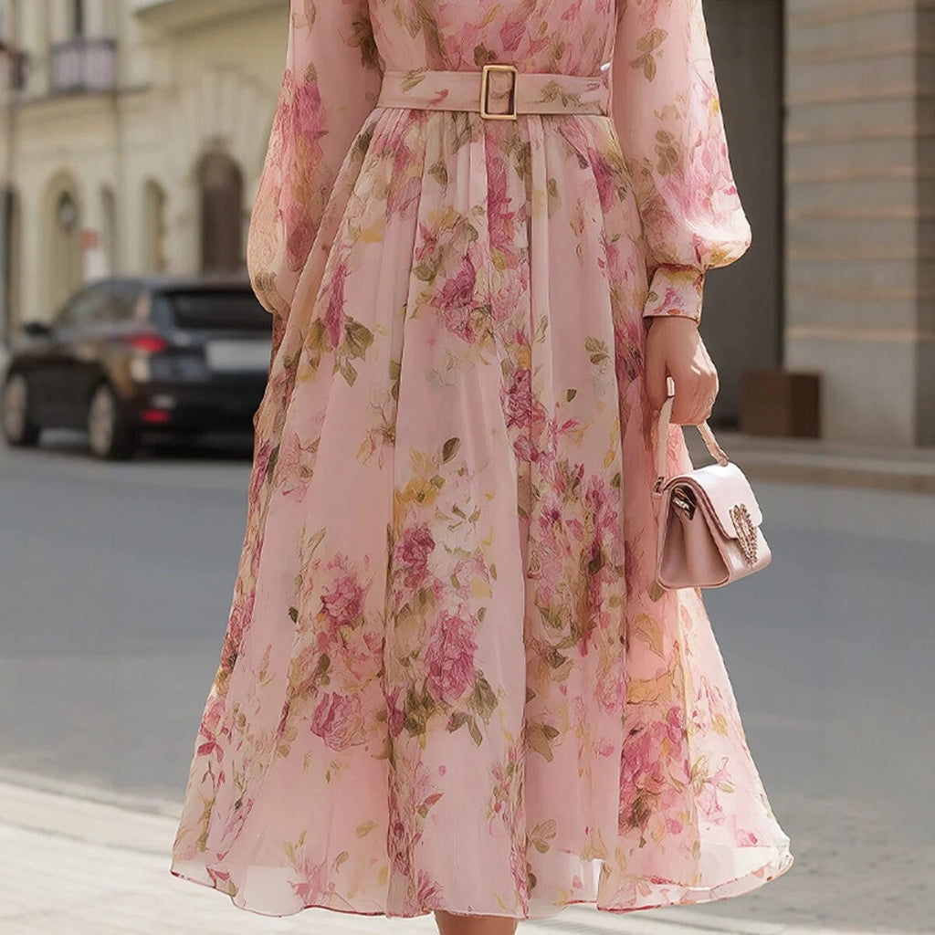 Waist-cinching Lace-up Elegant Chic Maxi Dress Lustraward